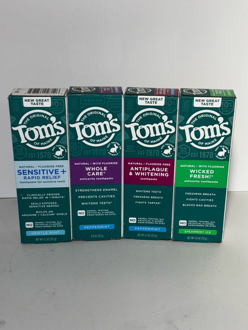 Tom's of Maine Toothpaste Variety Lot 4-Pack Natural Oral Care Bundle-Assorted